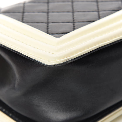 Chanel Lambskin Quilted Medium Boy Flap Black White 12 of 17