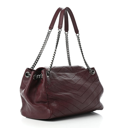Saint Laurent Vintage Lambskin Chevron Monogram Medium Nolita Amaranto 3 of 9