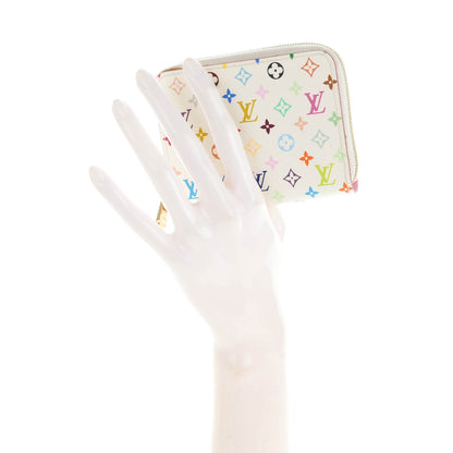 Louis Vuitton Monogram Multicolor Zippy Coin Purse Wallet White Litchi 2 of 7