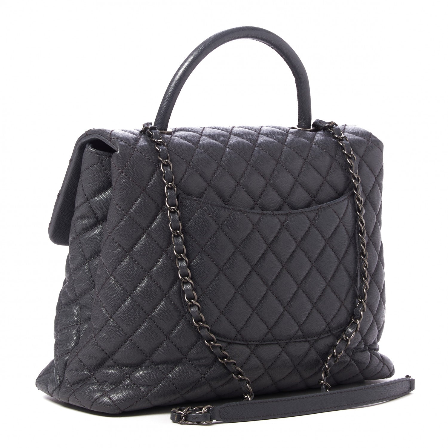 Chanel Caviar Quilted Large Coco Handle Flap Grey 2 of 9