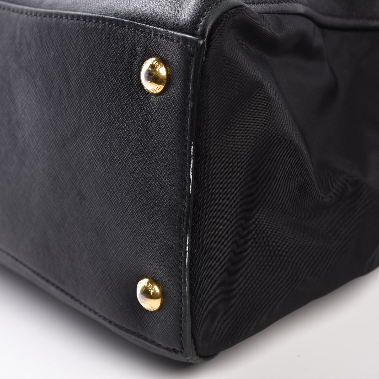 Calfskin Tessuto Nylon Tote Black