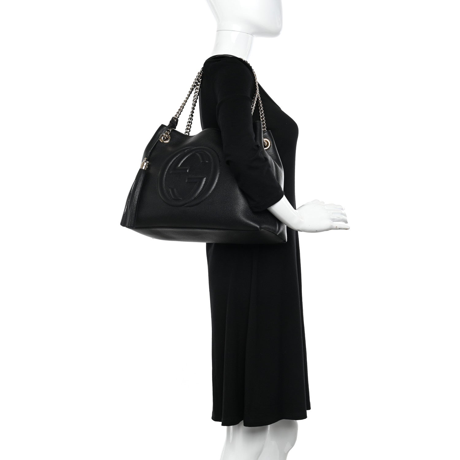 Gucci Pebbled Calfskin Medium Soho Chain Shoulder Bag Black 2 of 10