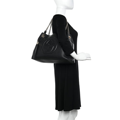 Gucci Pebbled Calfskin Medium Soho Chain Shoulder Bag Black 2 of 10