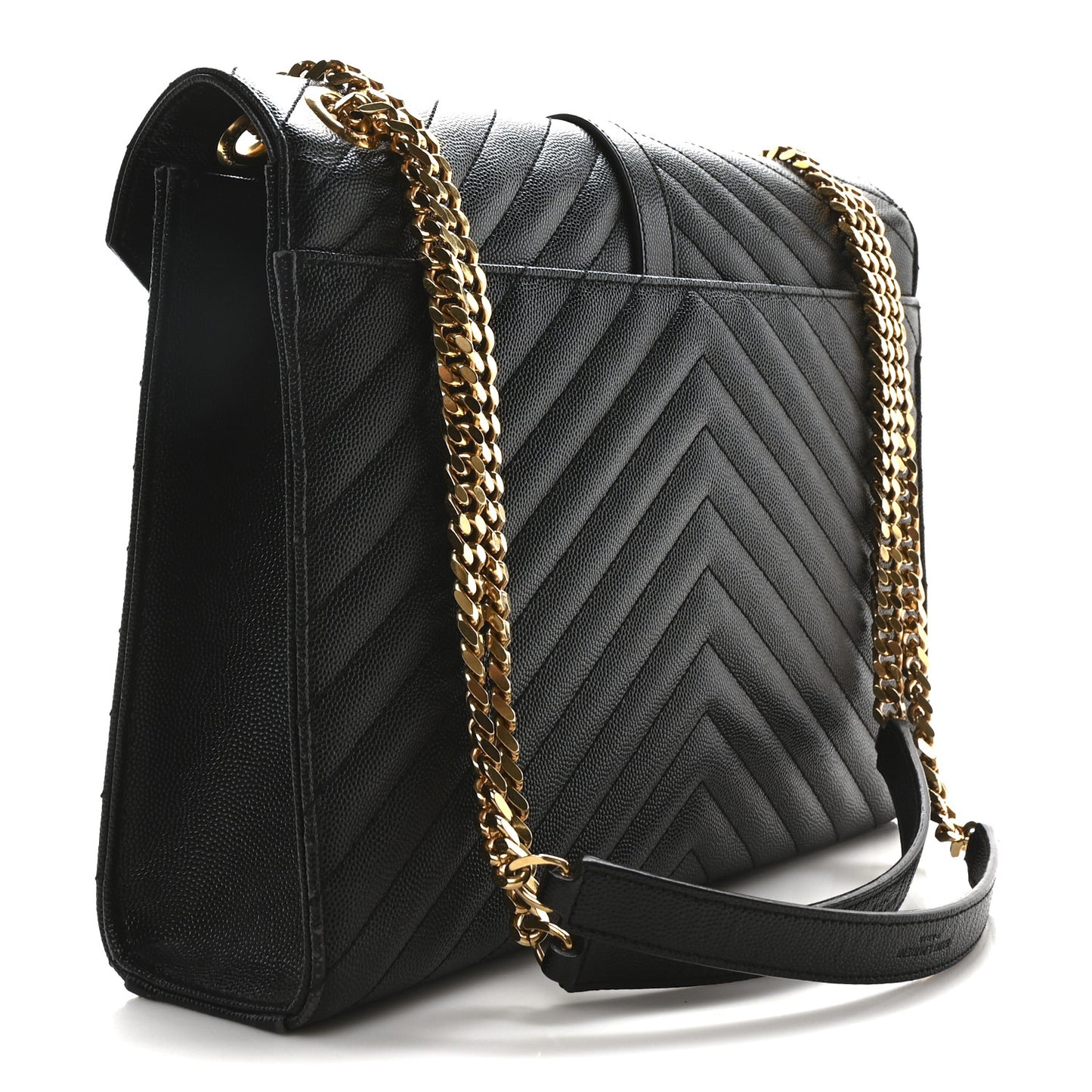 Grain De Poudre Matelasse Chevron Large Monogram Satchel Black