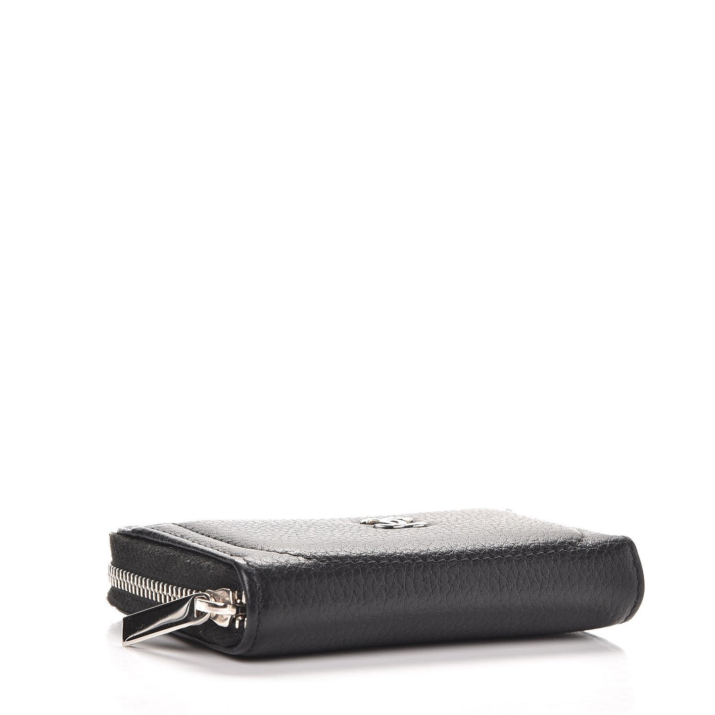 Grained Calfskin Neo Executive Zip Coin Purse Black