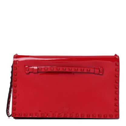 Valentino Garavani Patent Monochrome Rockstud Wristlet Clutch Rosso Valentino 1 of 17
