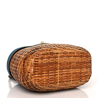 Chanel Denim Rattan Basket Shoulder Bag Blue 4 of 10