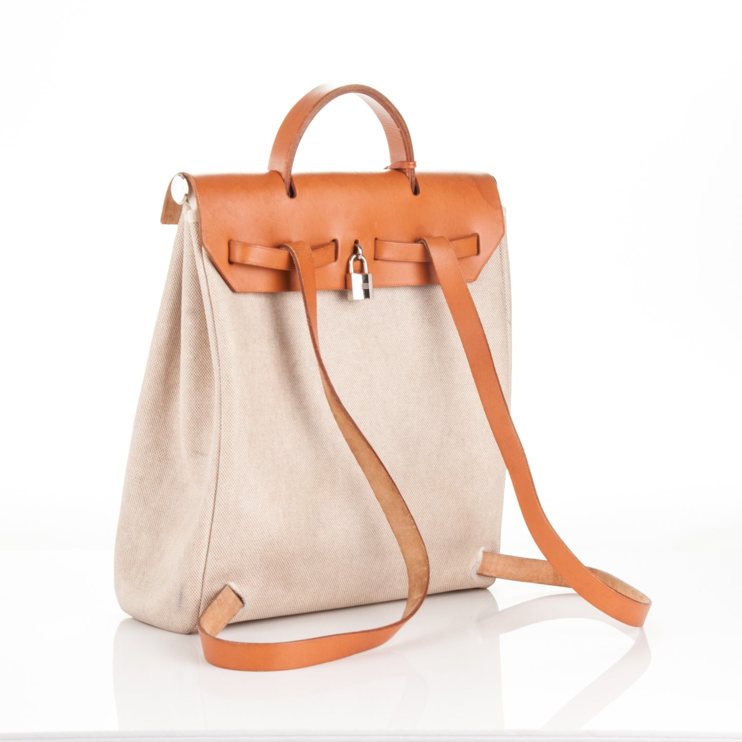 Toile Vache Calfskin Herbag 30 PM Backpack Natural