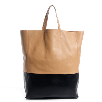 Celine Lambskin Vertical Bi-Cabas Apricot Black 1 of 10