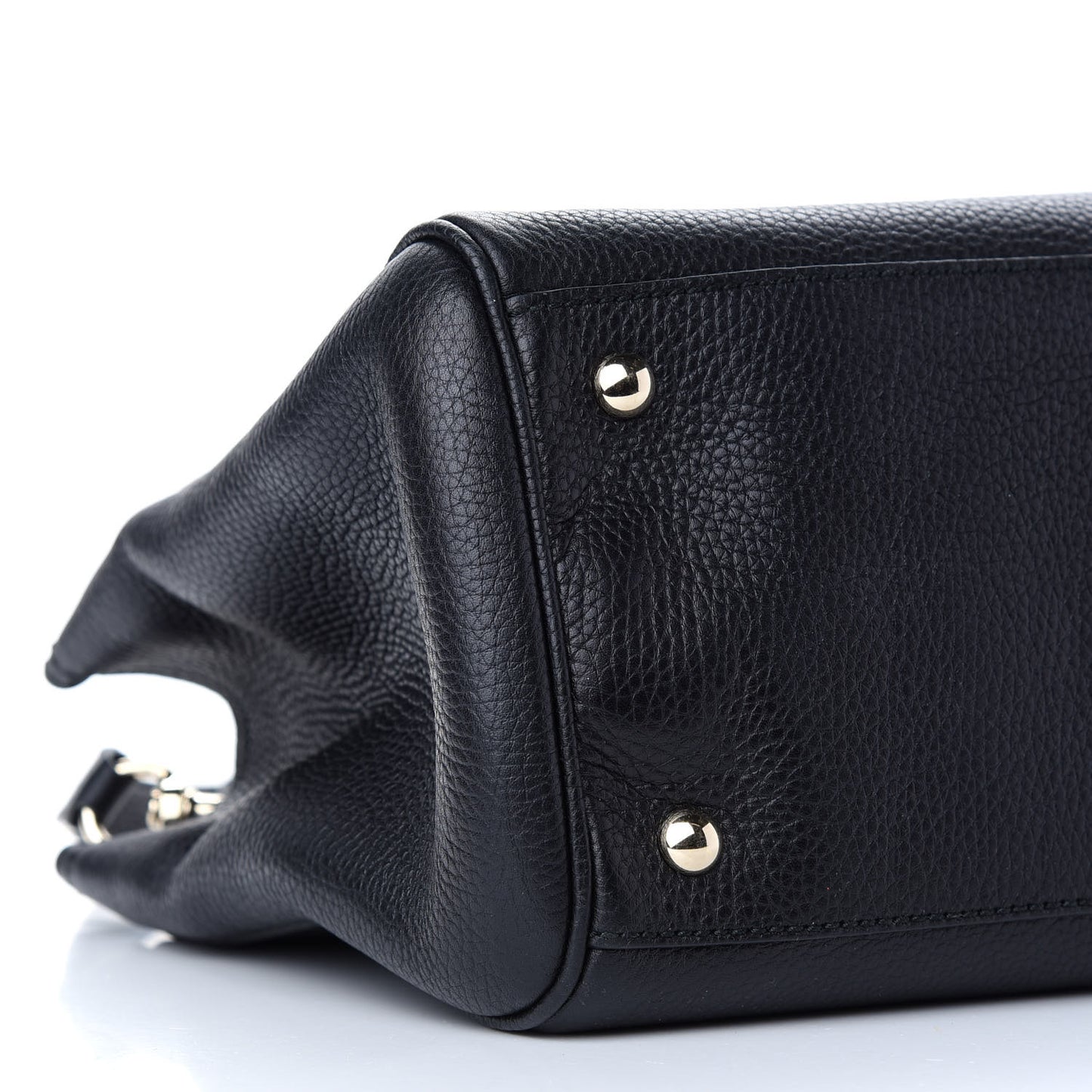Pebbled Calfskin Medium Bamboo Shopper Tote Black