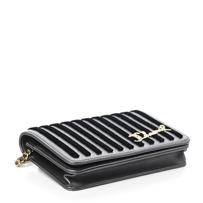 Chanel Iridescent Calfskin Velvet Stripe Wallet On Chain WOC Charcoal 4 of 12
