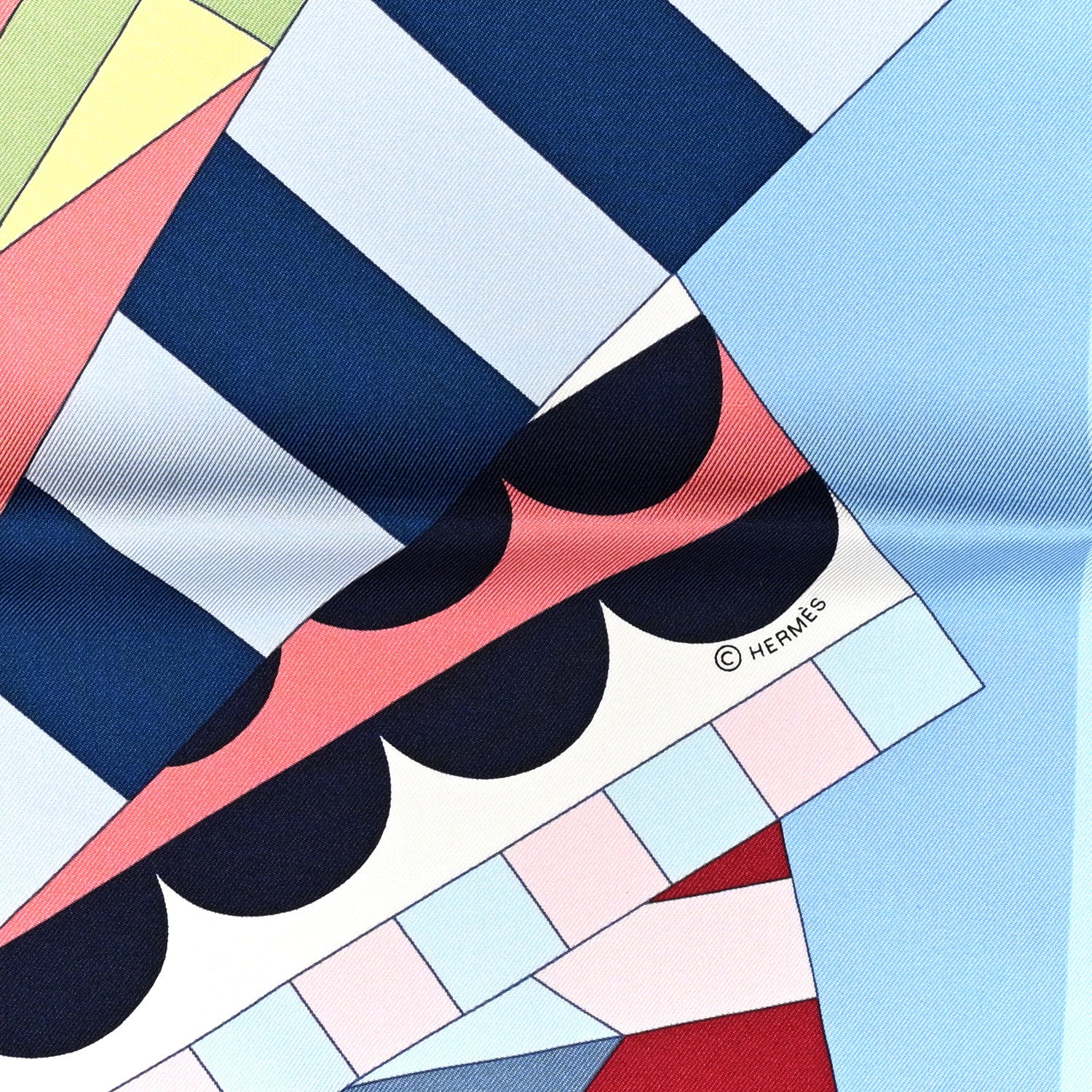 Hermes Silk Cheval de Fette Scarf 90 Bleu Ciel Vert Rose 5 of 6