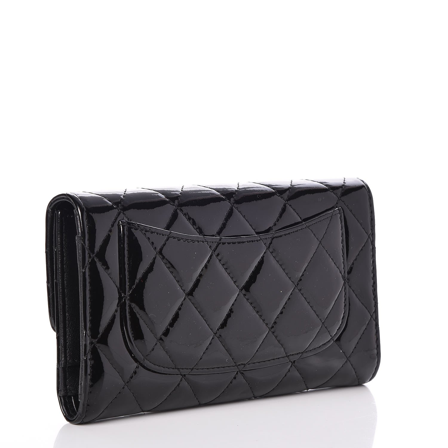 Chanel Patent Calfskin Quilted Large Flap Wallet Black 3 of 9