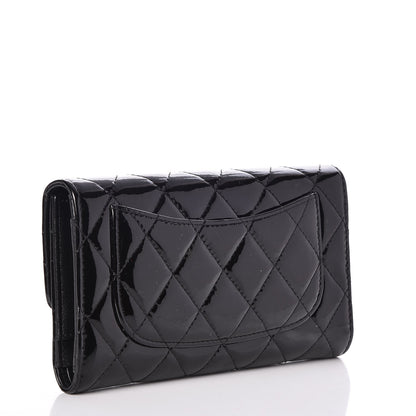 Chanel Patent Calfskin Quilted Large Flap Wallet Black 3 of 9