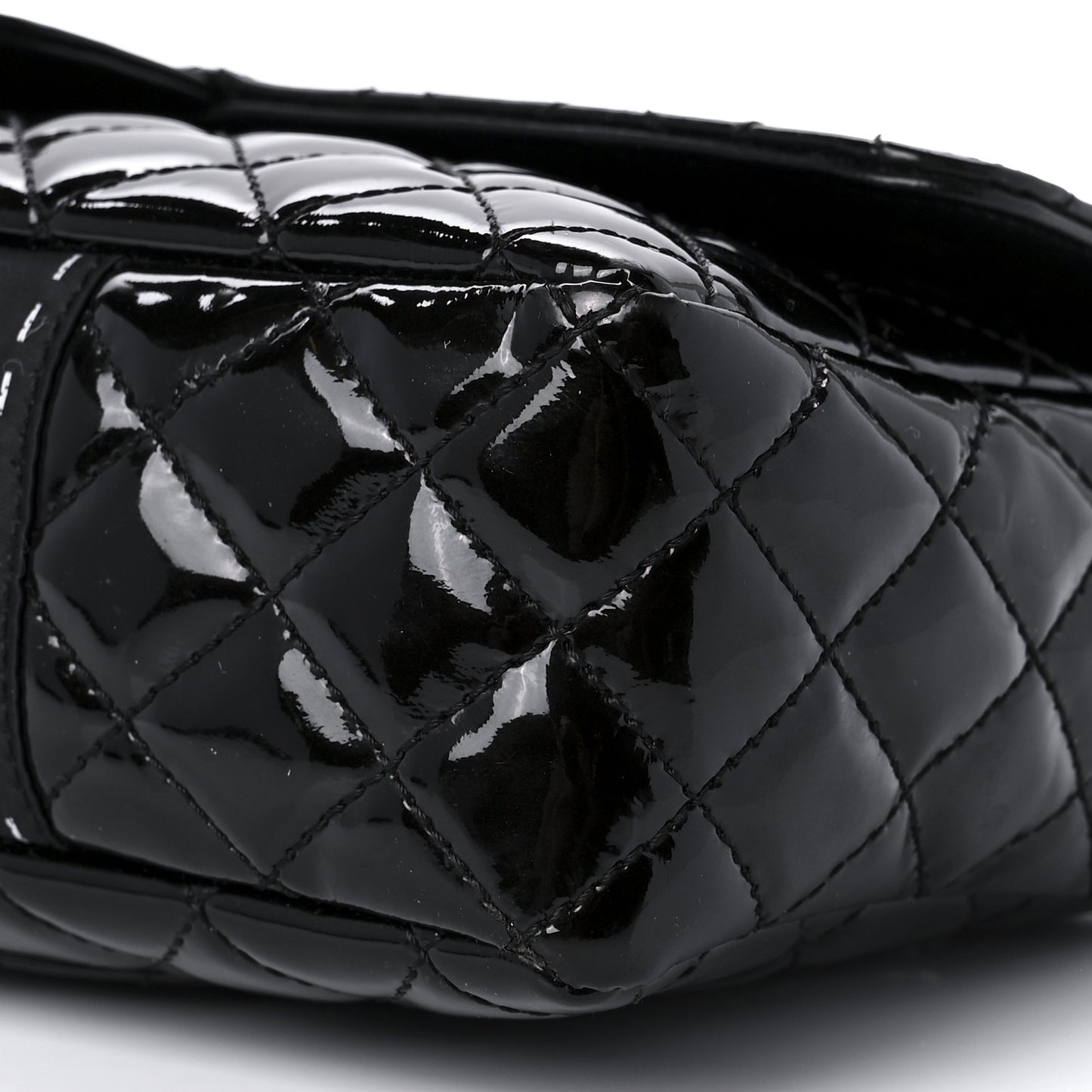 Patent Quilted Secret Label Medium Flap Black