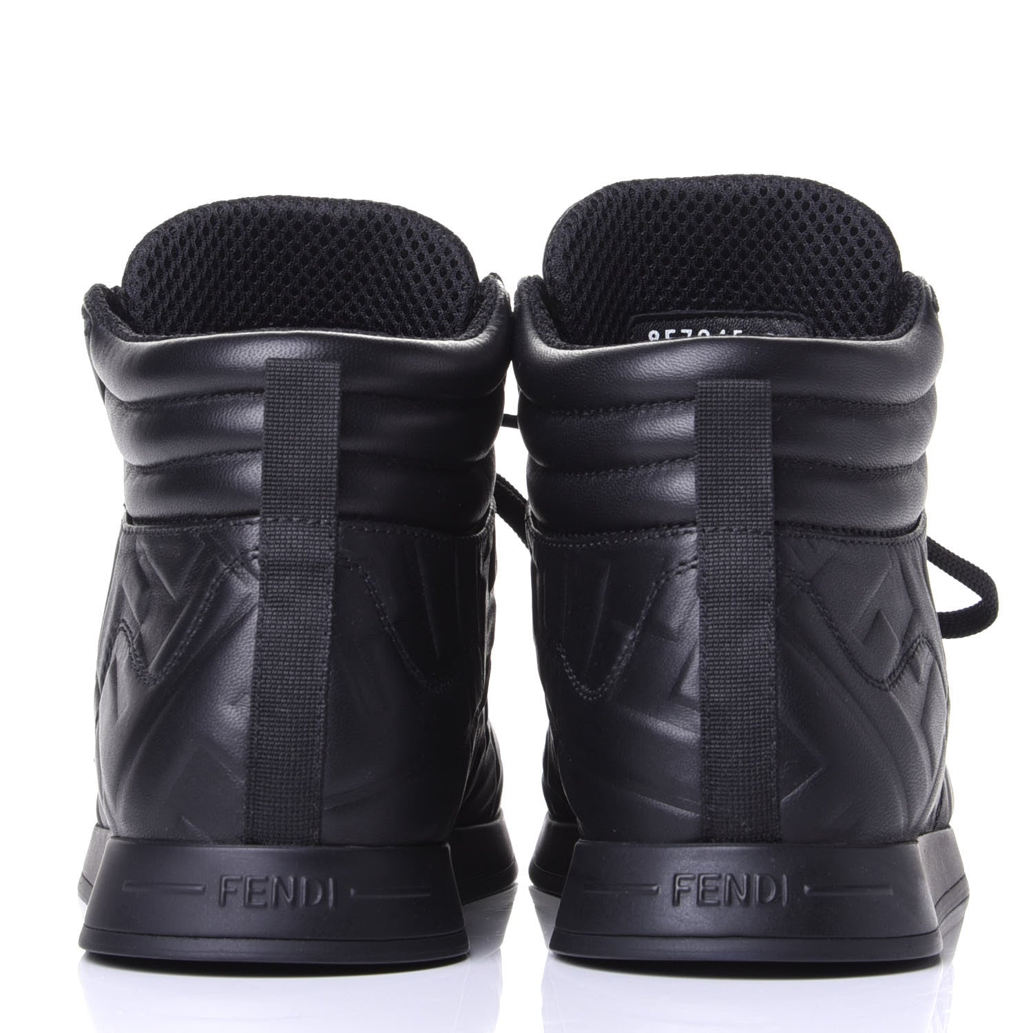 Fendi Nappa Macro FF Embossed High Top Sneakers 37 Black 6 of 11
