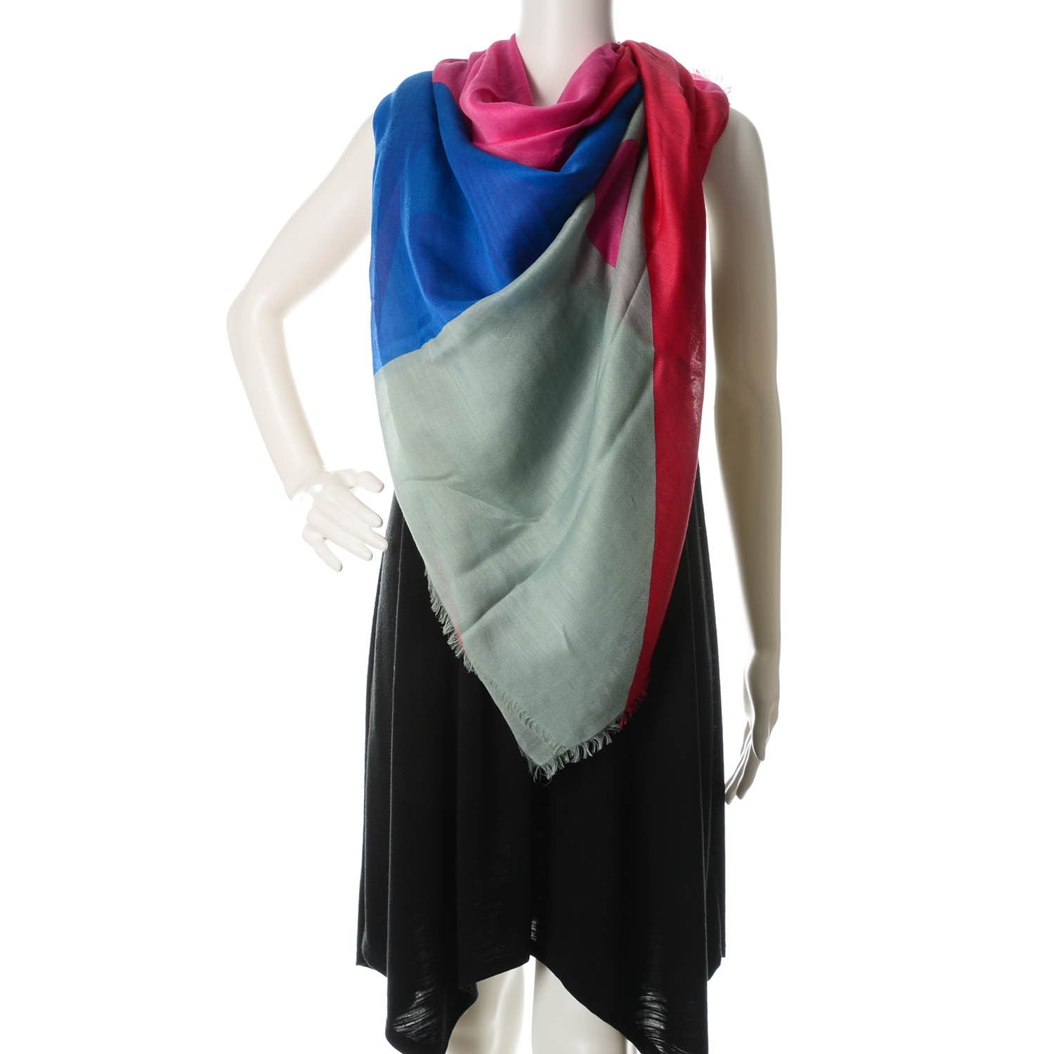 Chanel Cotton Cashmere Fringe Stole Fuchsia 2 of 5