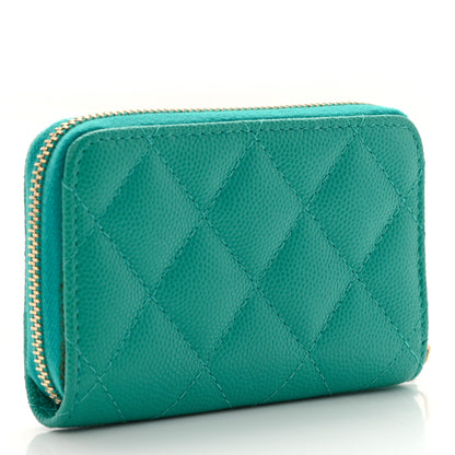 Chanel Caviar Quilted Zip Coin Purse Turquoise 3 of 9