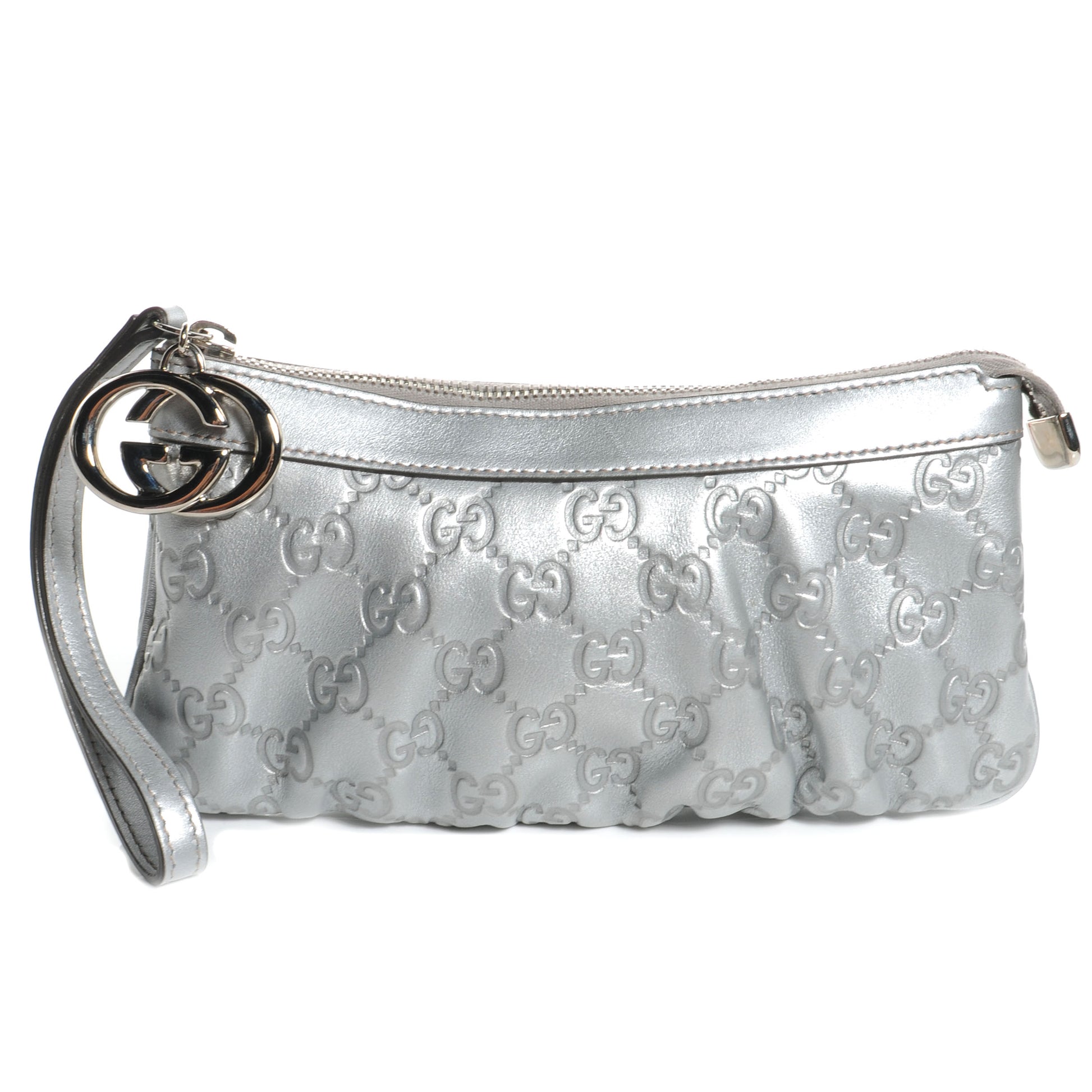 Gucci Guccissima New Britt Wristlet Silver 1 of 7