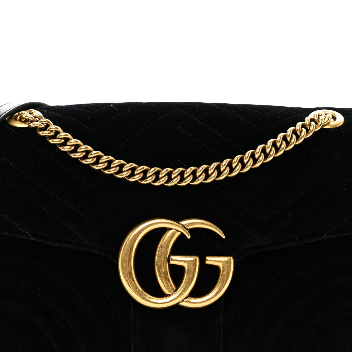 Velvet Matelasse Medium GG Marmont Shoulder Bag Black