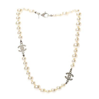 Chanel Crystal Pearl CC Short Necklace Gold 3 of 6