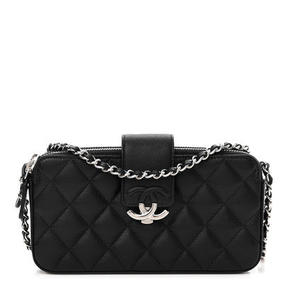 Chanel Lambskin Quilted CC Box Clutch With Chain Black 1 of 11