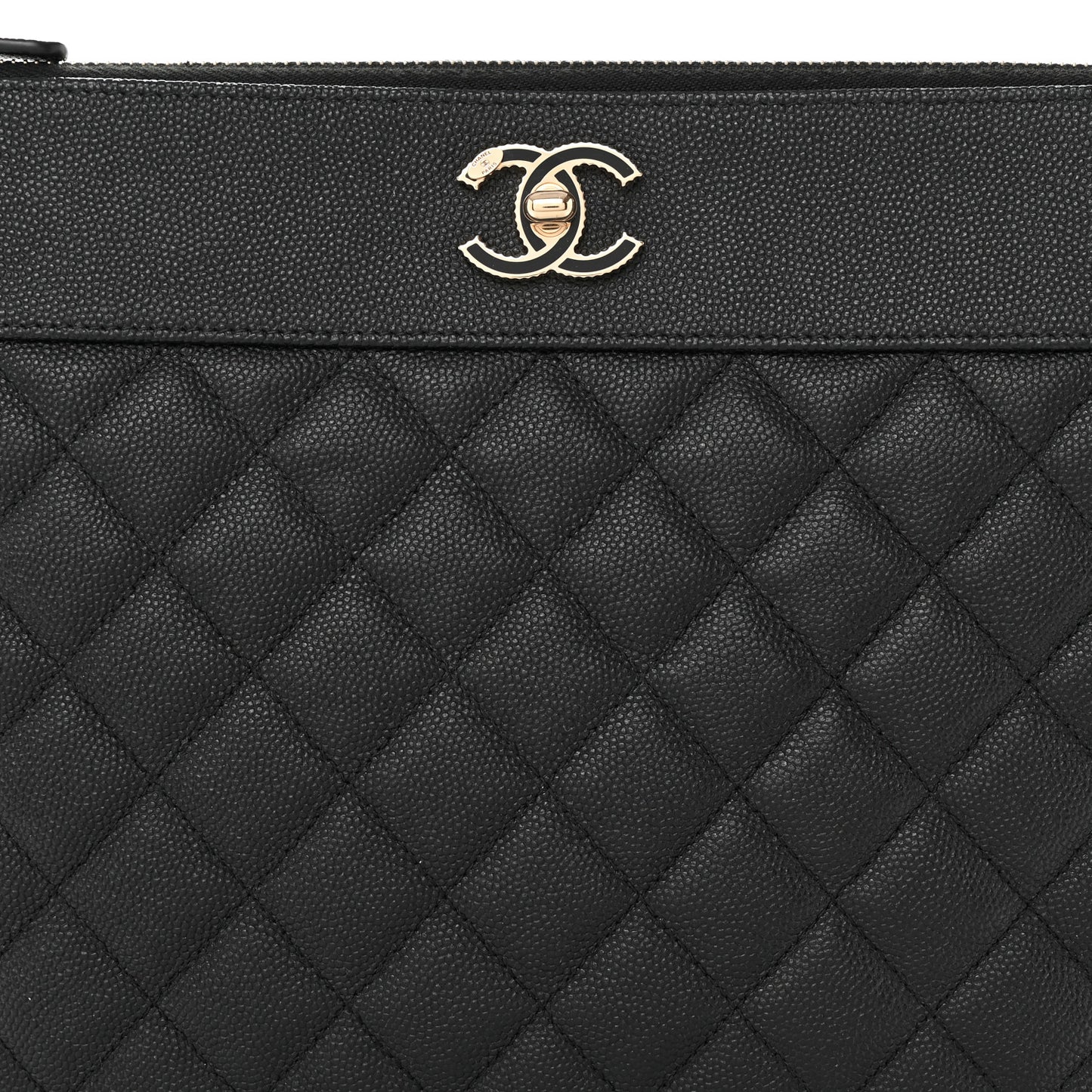 Caviar Quilted Medium Vintage Mademoiselle Cosmetic Case Black