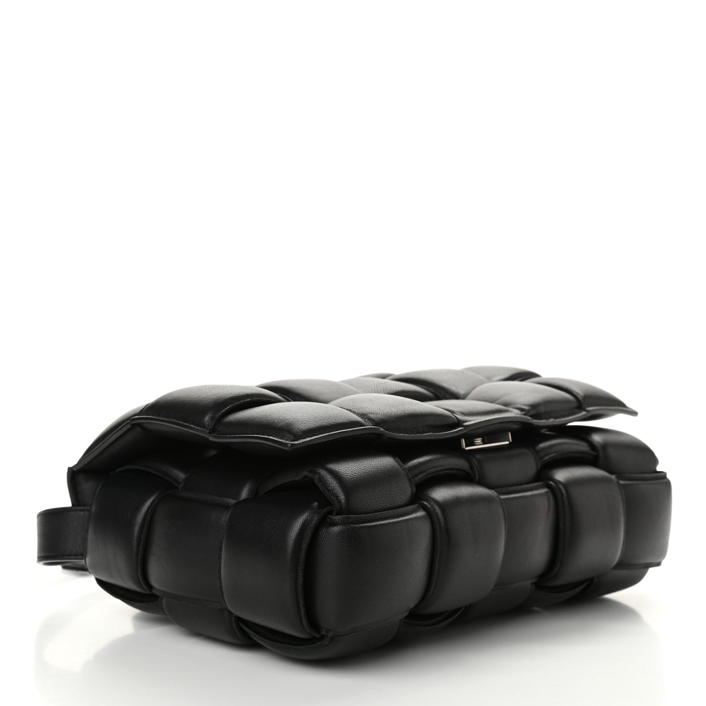 Nappa Maxi Intreccio Padded Cassette Crossbody Bag Black