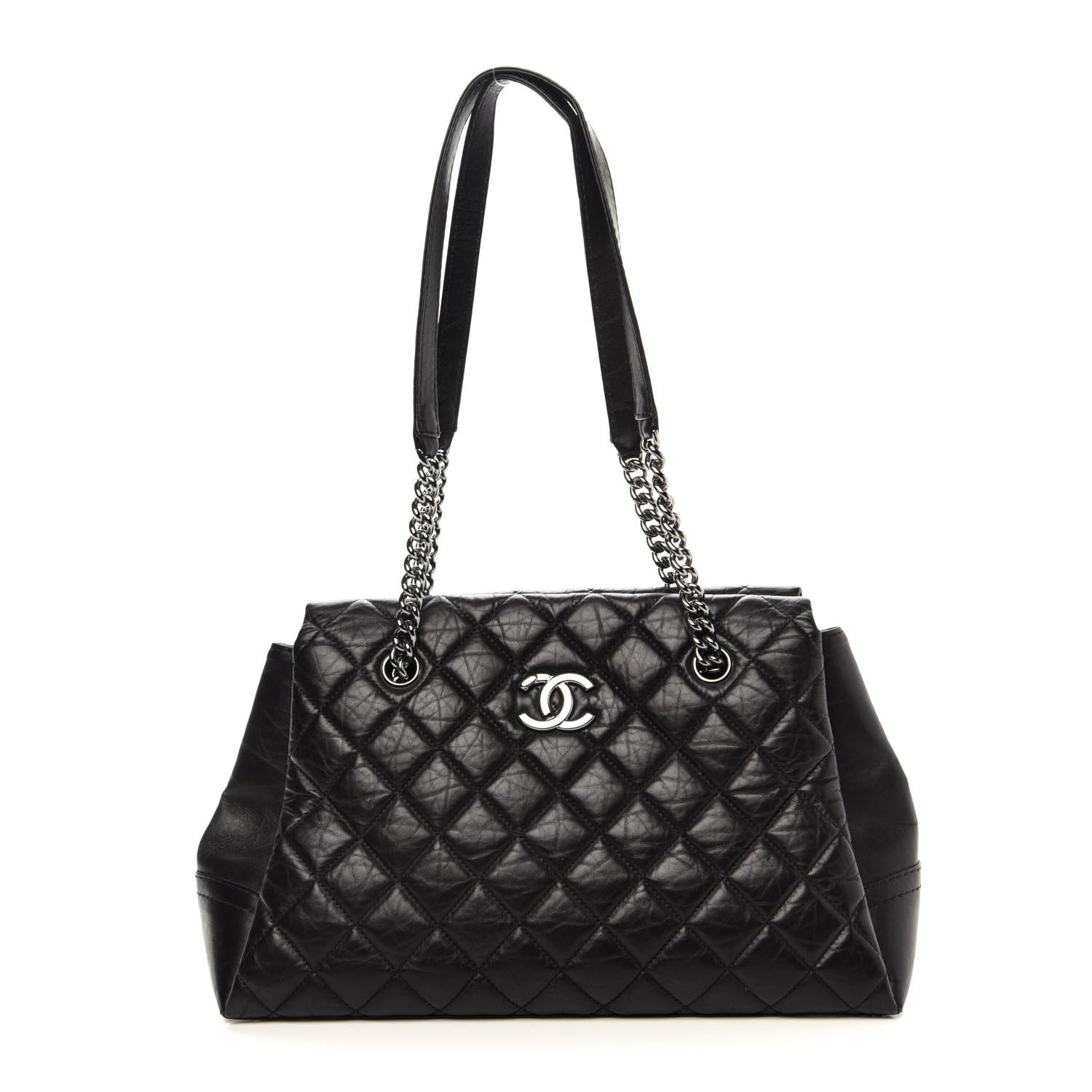 Chanel Aged Calfskin Quilted Lady Pearly Tote Black 1 of 10