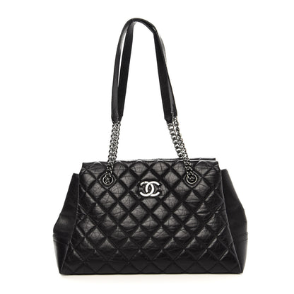 Chanel Aged Calfskin Quilted Lady Pearly Tote Black 1 of 10