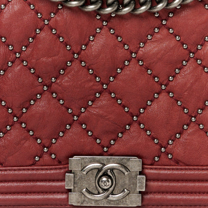 Chanel Crumpled Lambskin New Medium Studded Boy Flap Red 8 of 10