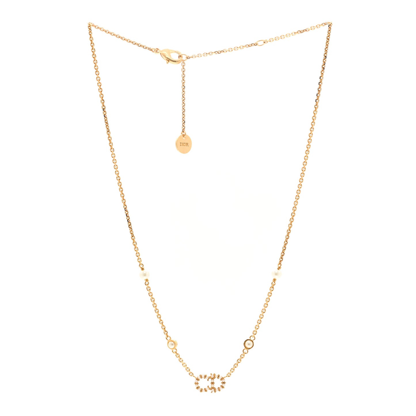 Metal Crystal Pearl Clair D Lune Necklace Gold