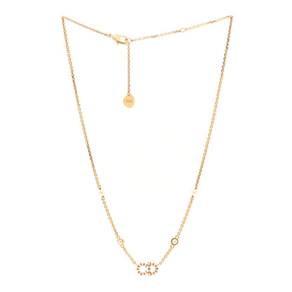Christian Dior Metal Crystal Pearl Clair D Lune Necklace Gold 3 of 5