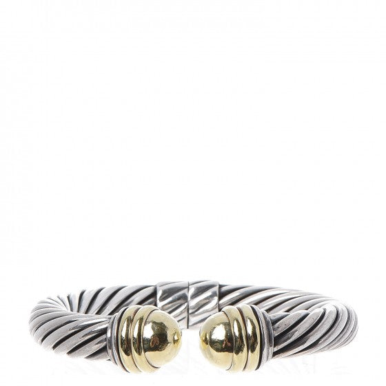 Sterling Silver 14K Yellow Gold 10mm Cable Classics Bracelet