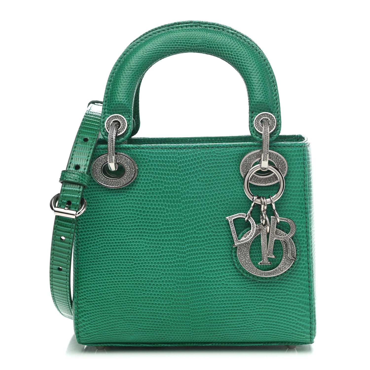 Christian Dior Lizard Swarovski Crystal Mini Lady Dior Green 1 of 8