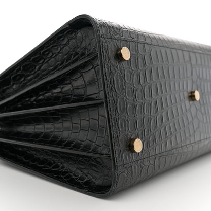 Saint Laurent Calfskin Crocodile Embossed Small Sac de Jour Black 9 of 13