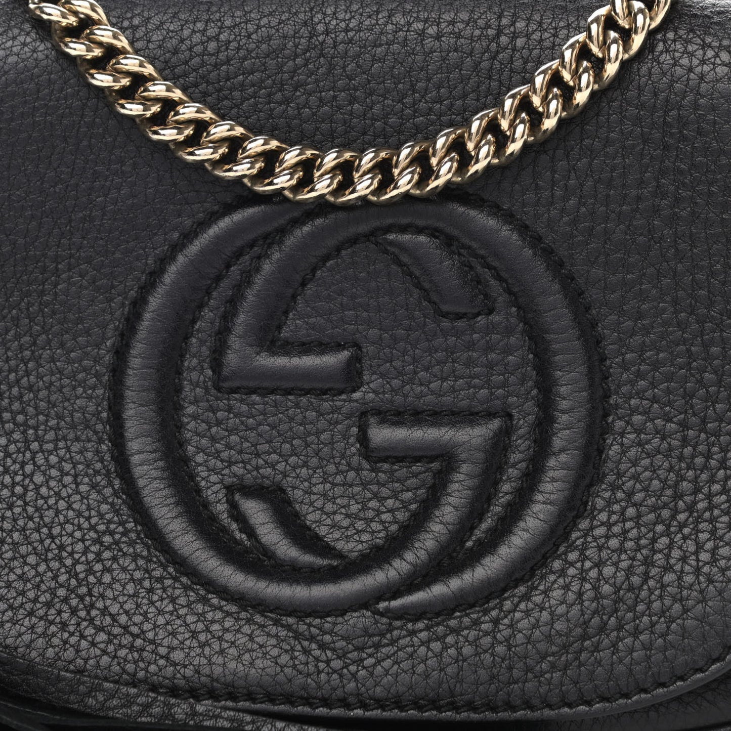 Pebbled Calfskin Small Soho Flap Crossbody Black