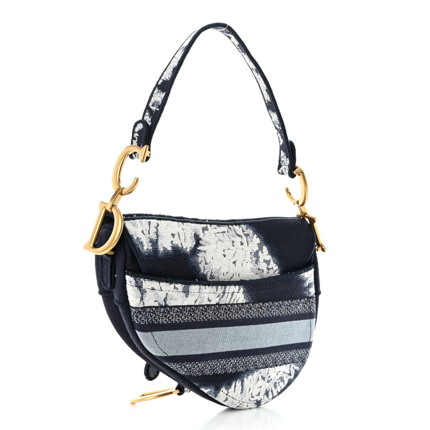 Canvas Embroidered Tie Dye Saddle Bag Blue Multicolor