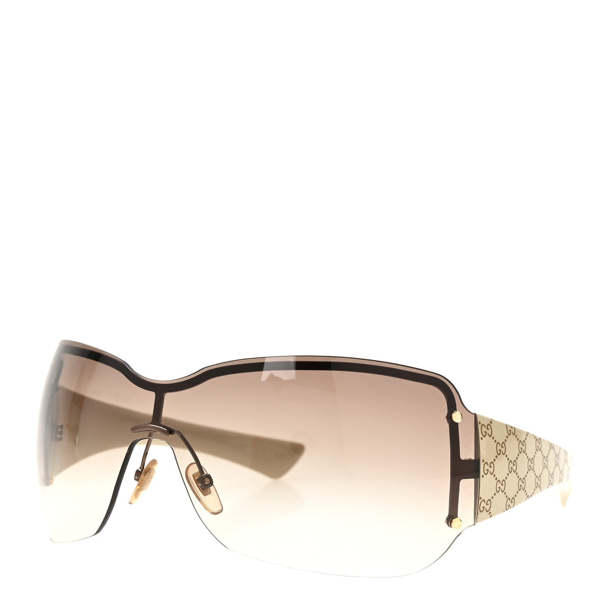 Gucci Monogram 1825/S Shield Rimless Sunglasses Brown 1 of 6