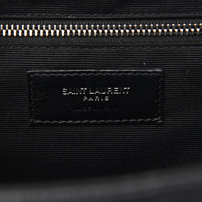 Saint Laurent Grain De Poudre Textured Mixed Matelasse Large Triquilt Monogram Satchel Black 6 of 12