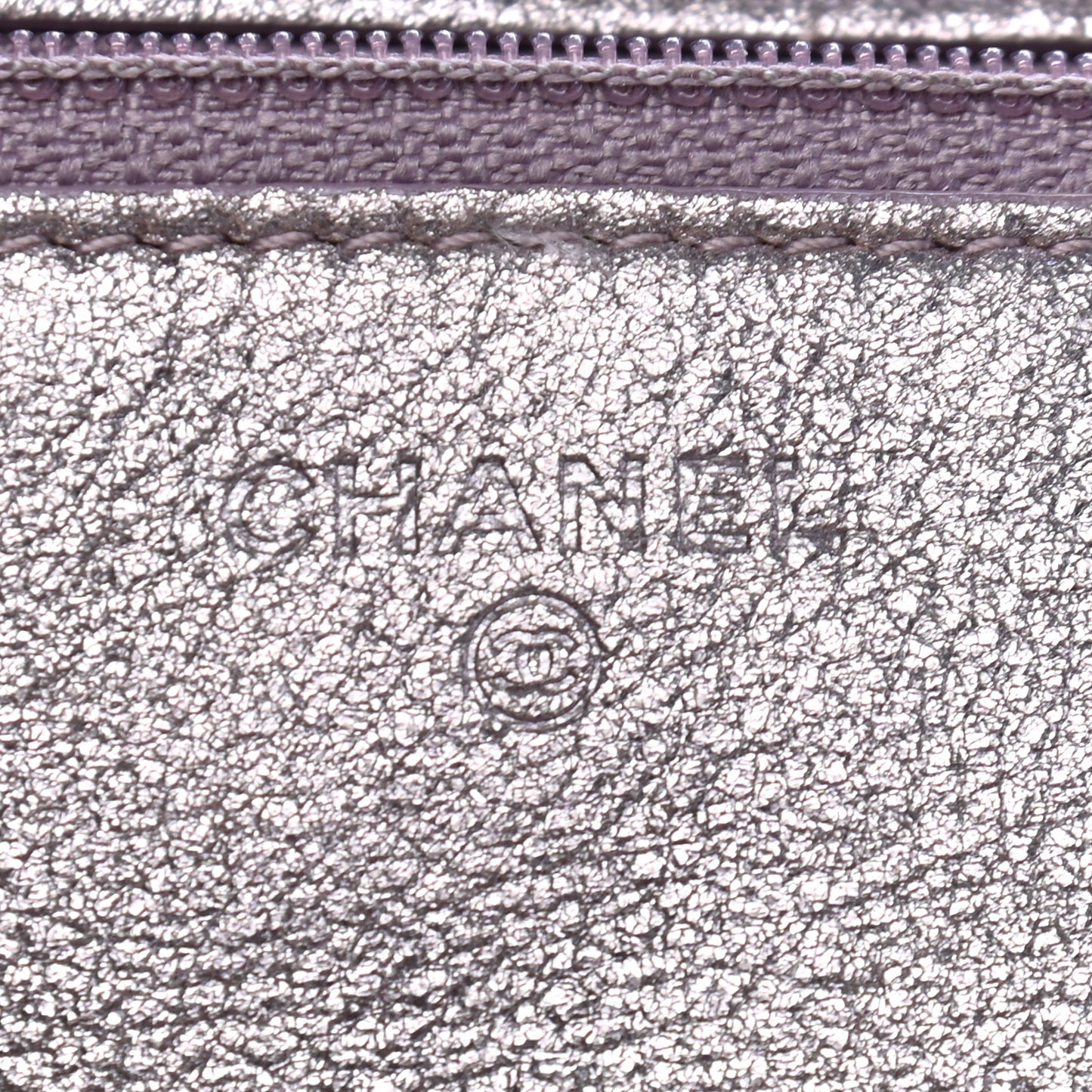 Metallic Lambskin Quilted Wallet On Chain WOC Lilac