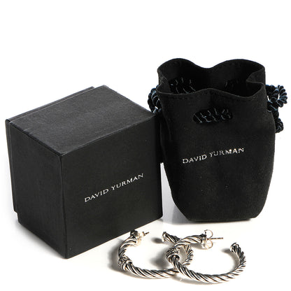 David Yurman Sterling Silver Darkened Silver Pave Diamond Cable Classics Hoop Earrings 5 of 5