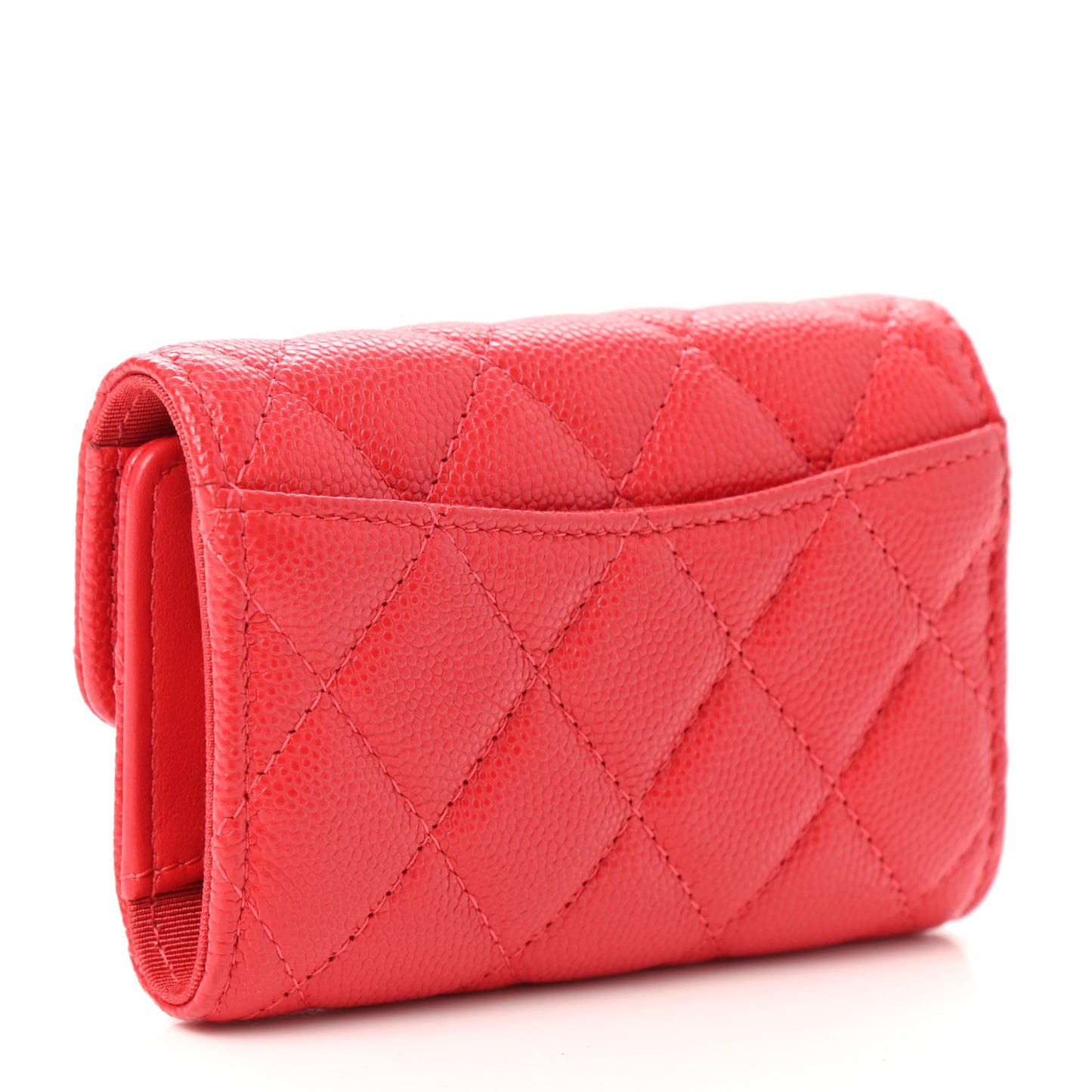 Caviar Quilted Classic 4 Key Holder Wallet Dark Pink