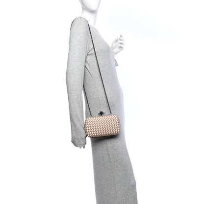 Bottega Veneta Satin Ayers Intrecciato Chain Knot Clutch Nude 2 of 10