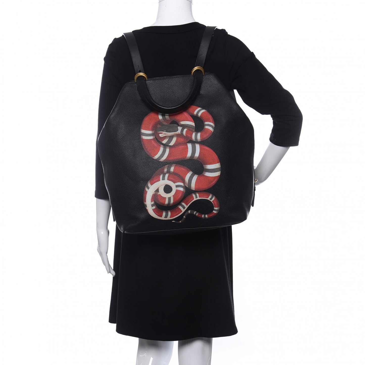 Calfskin Kingsnake Print Backpack Black