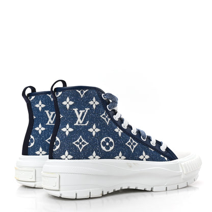 Louis Vuitton Denim Monogram Squad Sneaker Boots 36 Marine 4 of 7