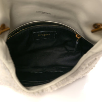 Saint Laurent Boucle Tweed Quilted Toy Loulou Puffer Monogram Chain Satchel Craie 4 of 6