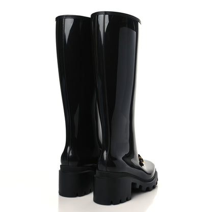 Gucci Rubber Horsebit Knee High Boots 38 Black 4 of 7