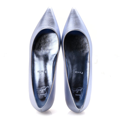 Christian Louboutin Metallic Nappa Anjalina Flats Flats 37.5 Blue 2 of 8