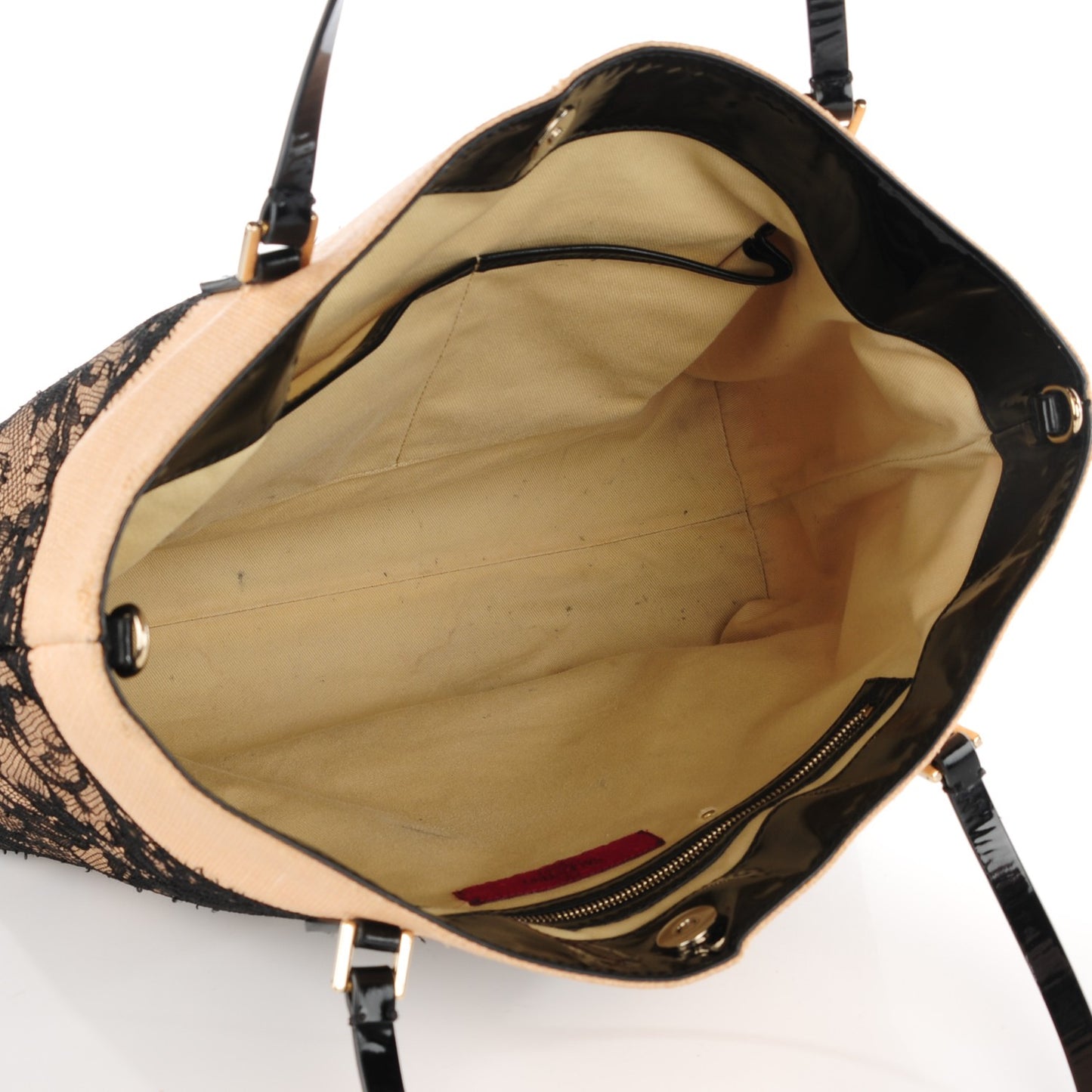 Raffia Straw Lace Tote Black